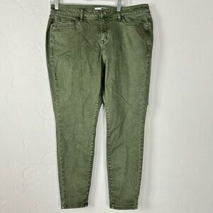 Lane Bryant Denim Jeans Pants‎ Mid Rise Skinny Dark Green Wash Solid Cotton Knit